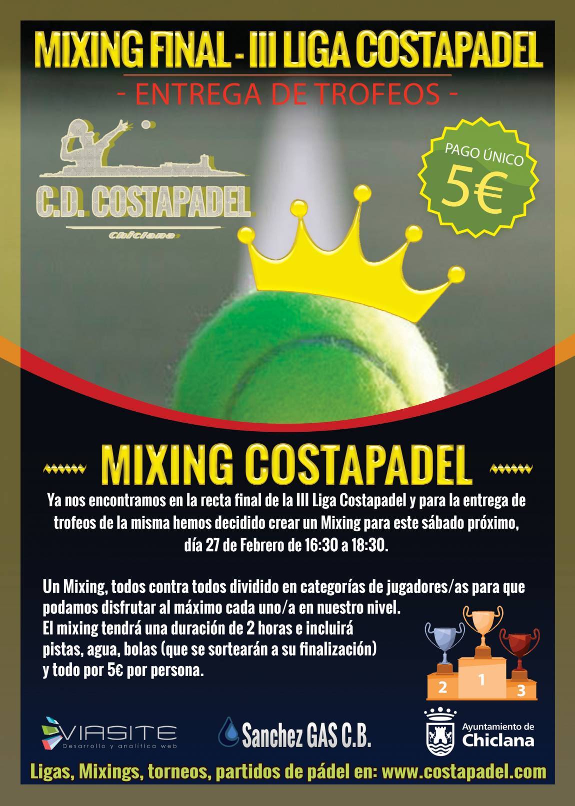 cartel de pádel - Mixing Final III Liga Costapadel