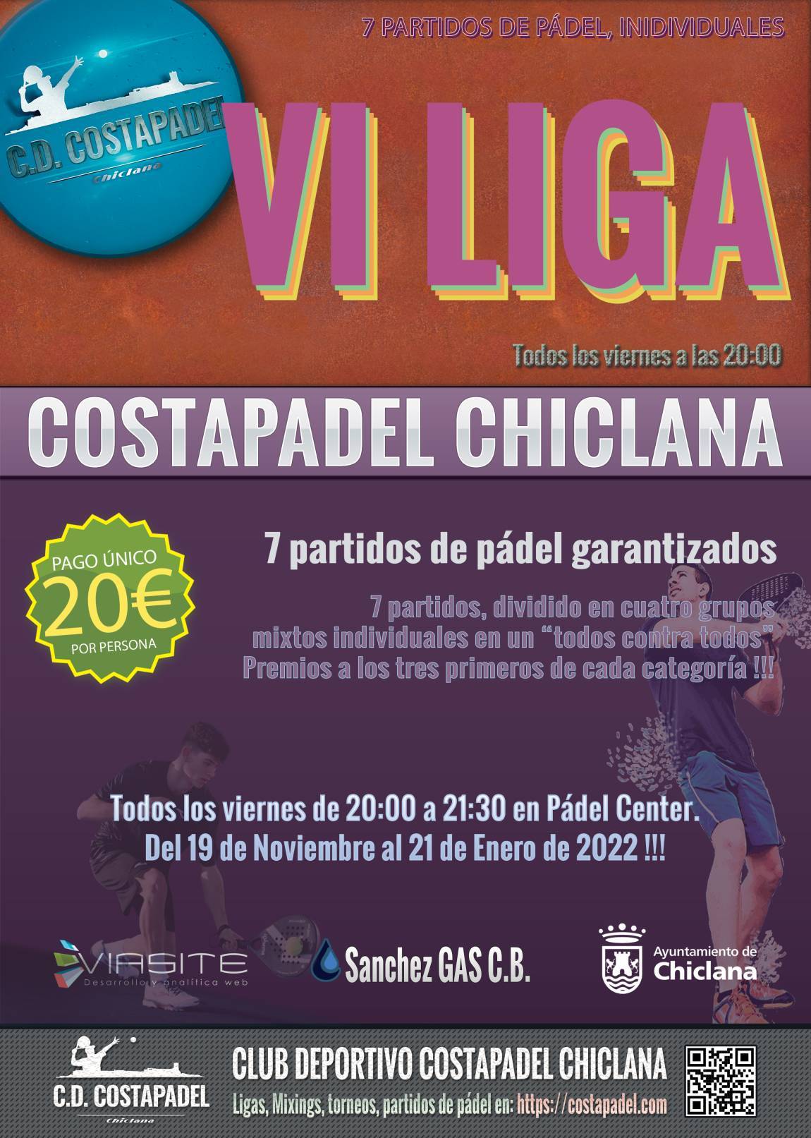 cartel de pádel - VI Liga COSTAPADEL Chiclana